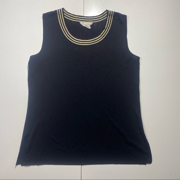 Exclusively Misook Woman Knit Black With Gold Metallic Stripes Woman’s Top 2X - Picture 2 of 10